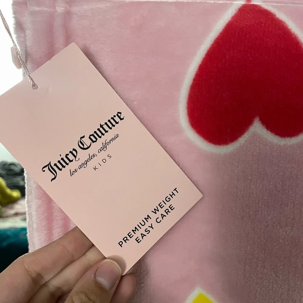 Juicy Couture Kids Pink Butterfly Heart Plush Throw Blanket NWT Kawaii